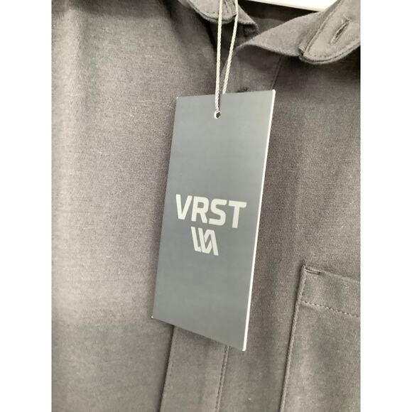 VRST Men's Medium Graphic Charcoal Refined Knit Button Down Shirt Preppy I12-12 - Picture 6 of 10